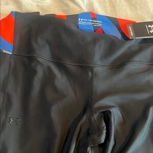 Under Armour Black Leggings with Red & Blue Waistband